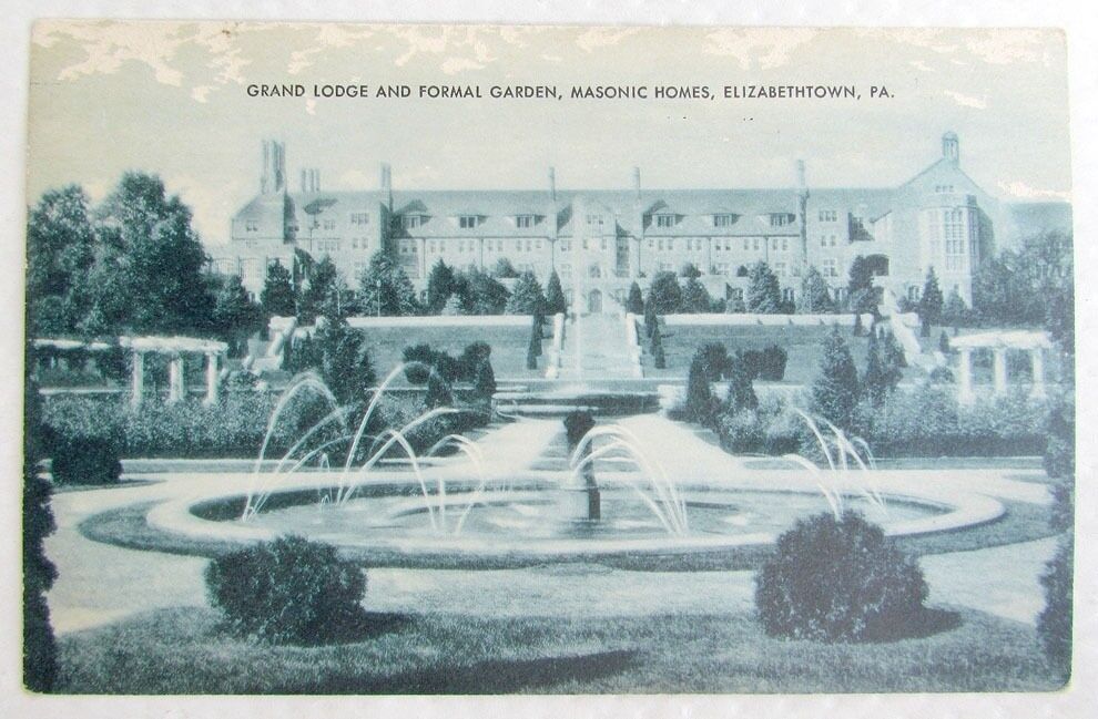 ANTIQUE POSTCARD GRAND LODGE & GARDENS MASONIC HOMES ELIZABETHTOWN PA