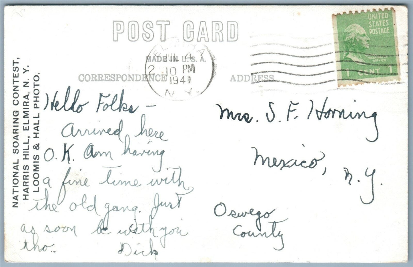 ELMIRA NY 1941 VINTAGE COLLAGE POSTCARD REAL PHOTO RPPC NATIONAL SOARING CONTEST