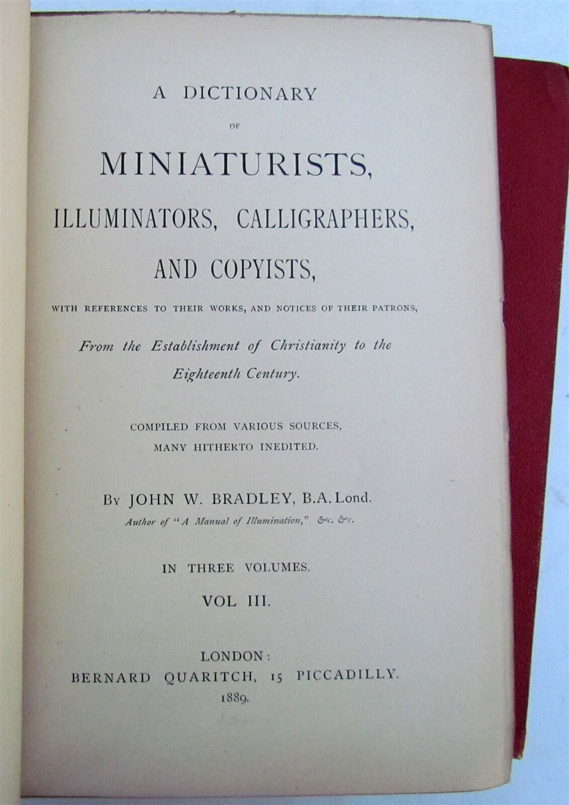 1887 BRADLEY'S DICTIONARY OF MINIATURISTS 3 volumes in English ANTIQUE