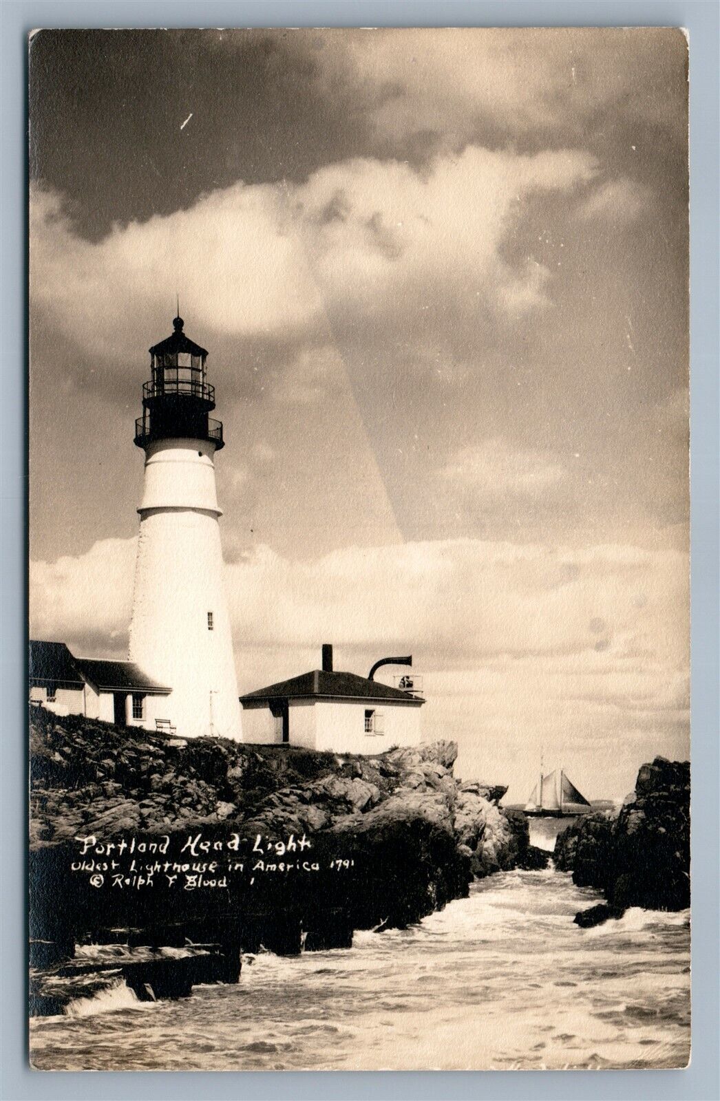 PORTLAND HEAD ME LIGHTHOUSE VINTAGE REAL PHOTO POSTCARD RPPC