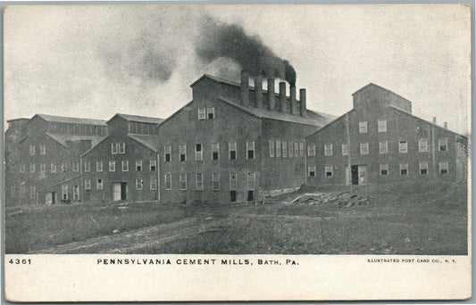 BATH PA PENNSYLVANIA CEMENT MILLS ANTIQUE POSTCARD