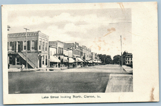 CLARION IA LAKE STREET ANTIQUE POSTCARD