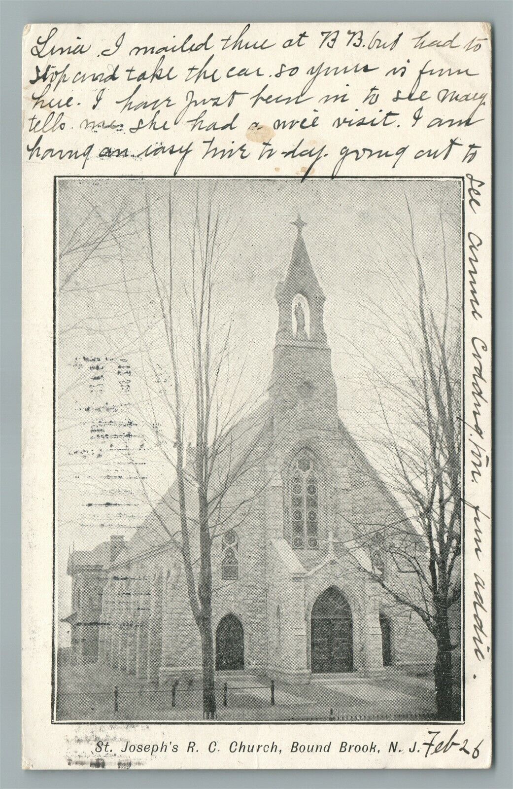 BOUND BROOK NJ ST. JOSEPH'S CHURCH ANTIQUE POSTCARD