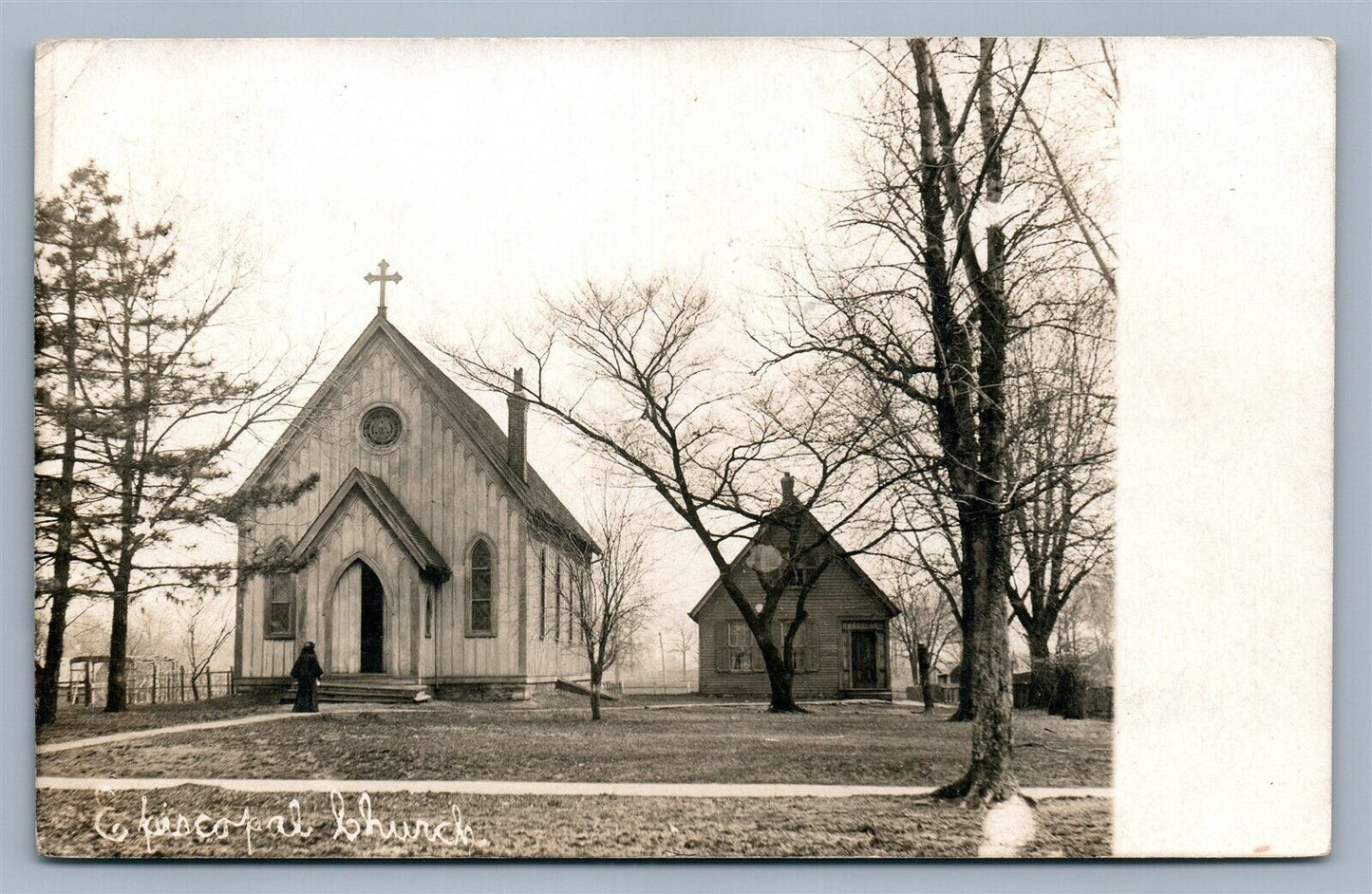 JAMESTOWN NY EPISCOPAL CHURCH ANTIQUE REAL PHOTO POSTCARD RPPC