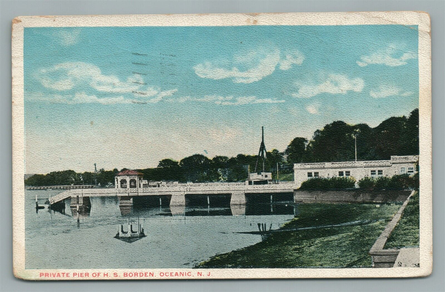 OCEANIC NJ PRIVATE PIER on H.S. BORDEN ANTIQUE POSTCARD