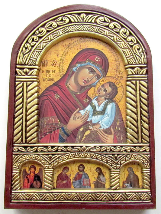 GREEK BYZANTINE RUSSIAN ORTHODOX ICON on WOOD of MOTHER OF GOD