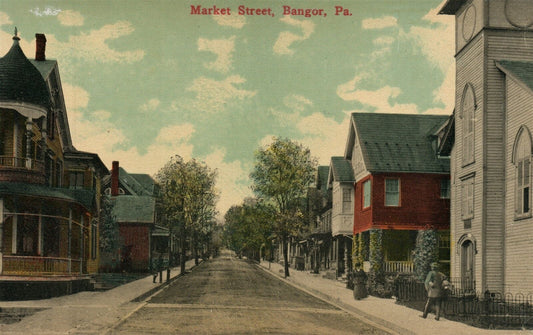 BANGOR PA MARKET STREET ANTIQUE POSTCARD
