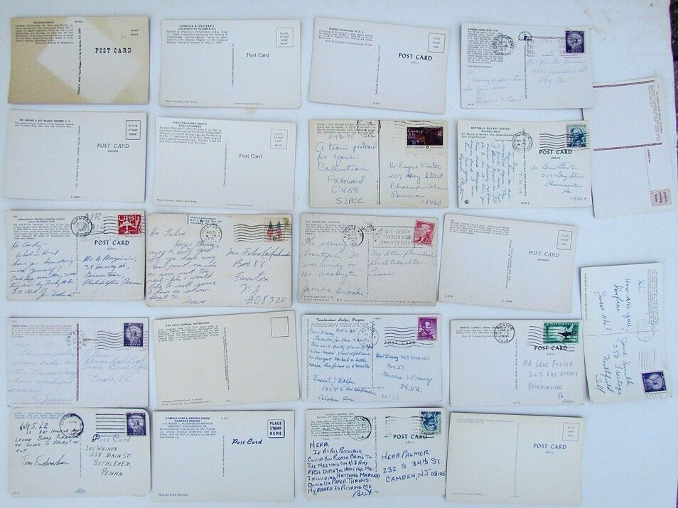 LOT OF 22 VINTAGE POSTCARDS train railway railroad