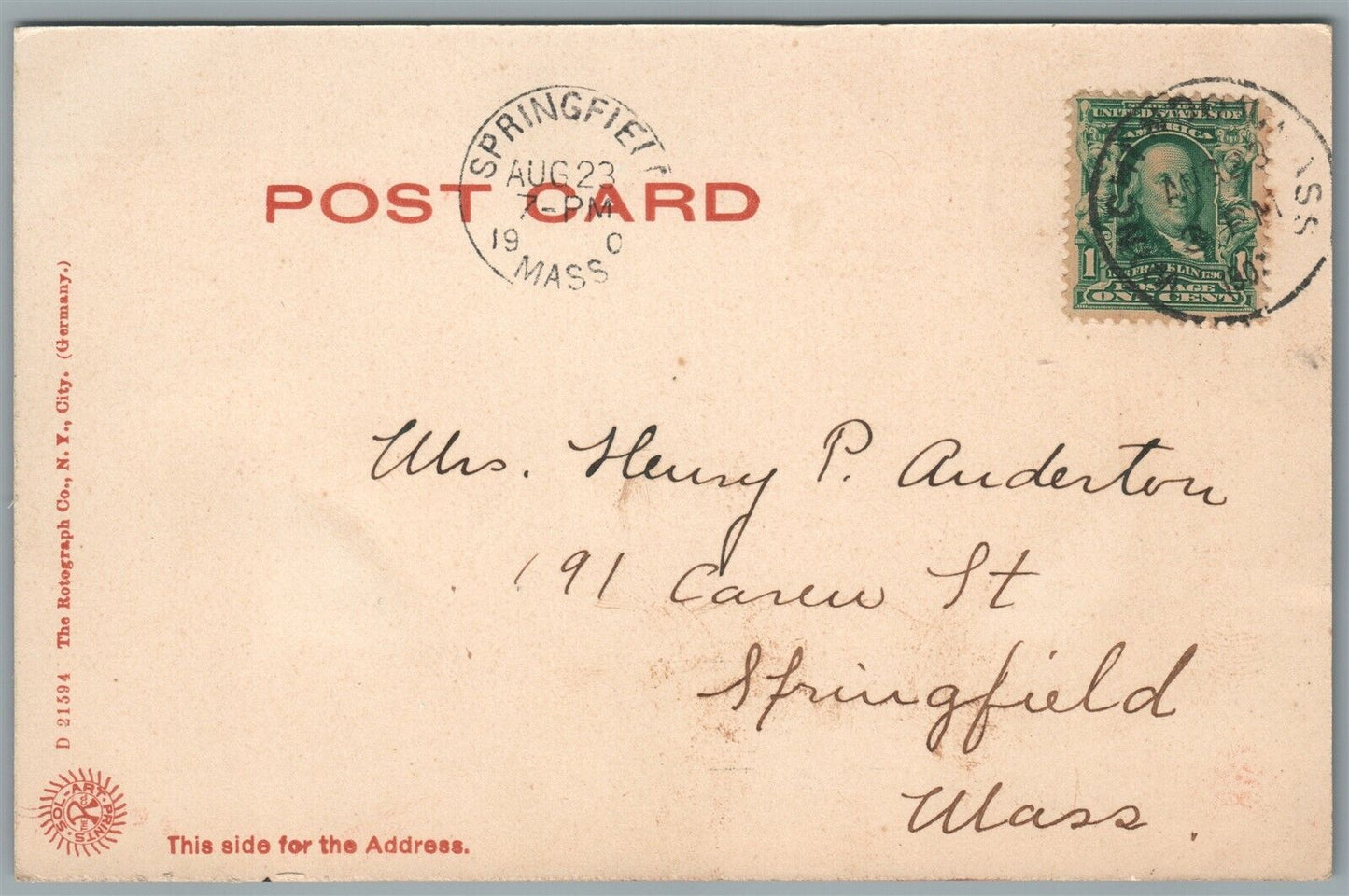 WINCHENDON MA AMERICAN HOUSE ANTIQUE POSTCARD