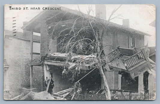 COLUMBUS OH THIRD STREET NEAR CRESCENT FLOOD 1913 ANTIQUE POSTCARD