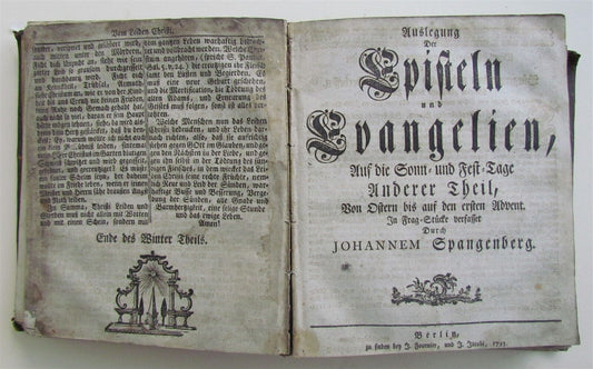 1785 LUTHERAN BIBLE in GERMAN ILLUSTRATED edited Johann Spangenberg ANTIQUE