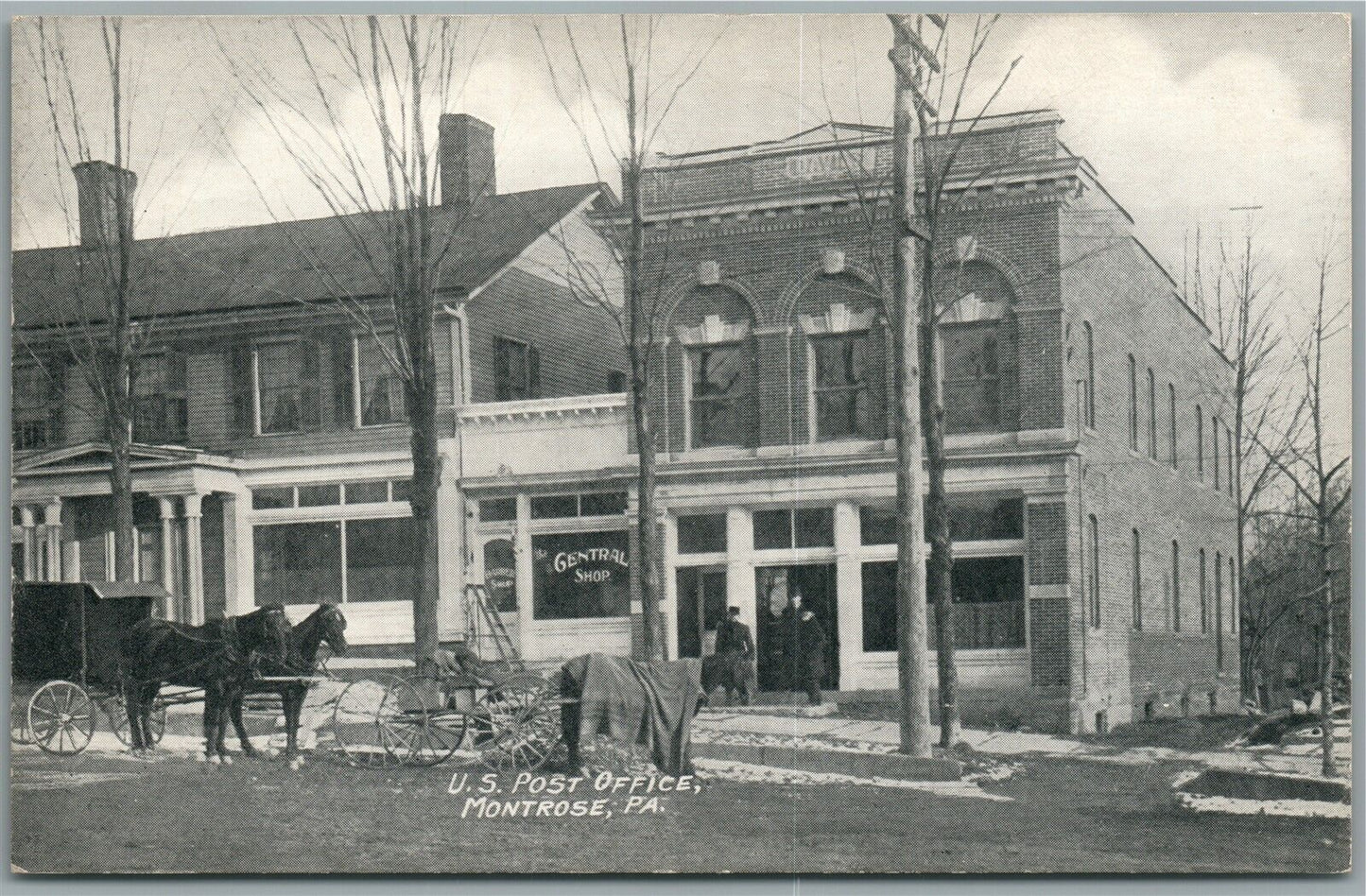 MONTROSE PA POST OFFICE ANTIQUE POSTCARD