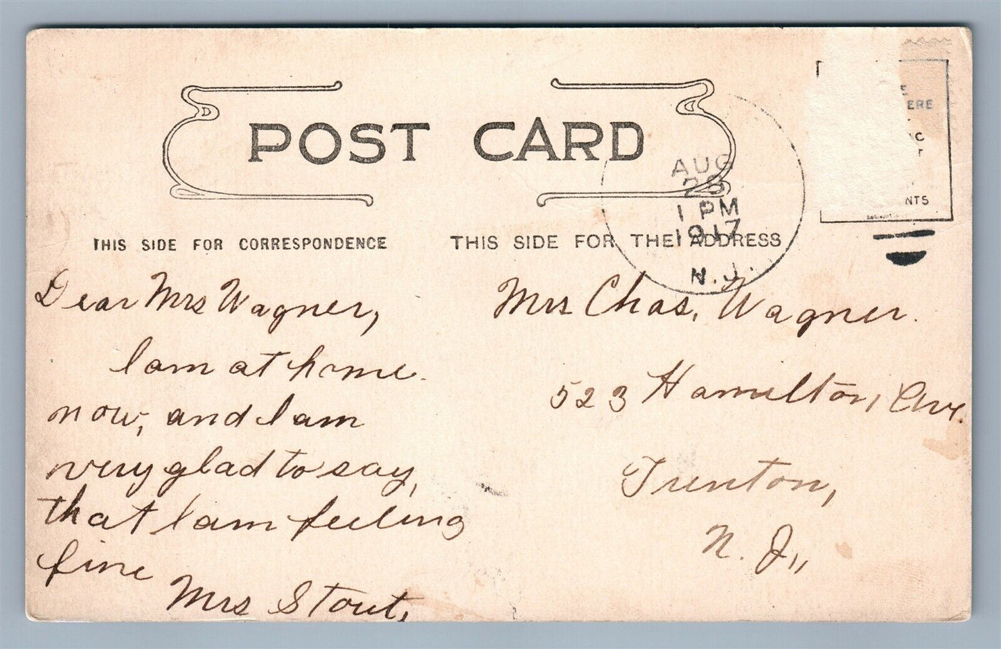RINGOES NJ LAFAYETTE'S HEADQUARTERS ANTIQUE POSTCARD