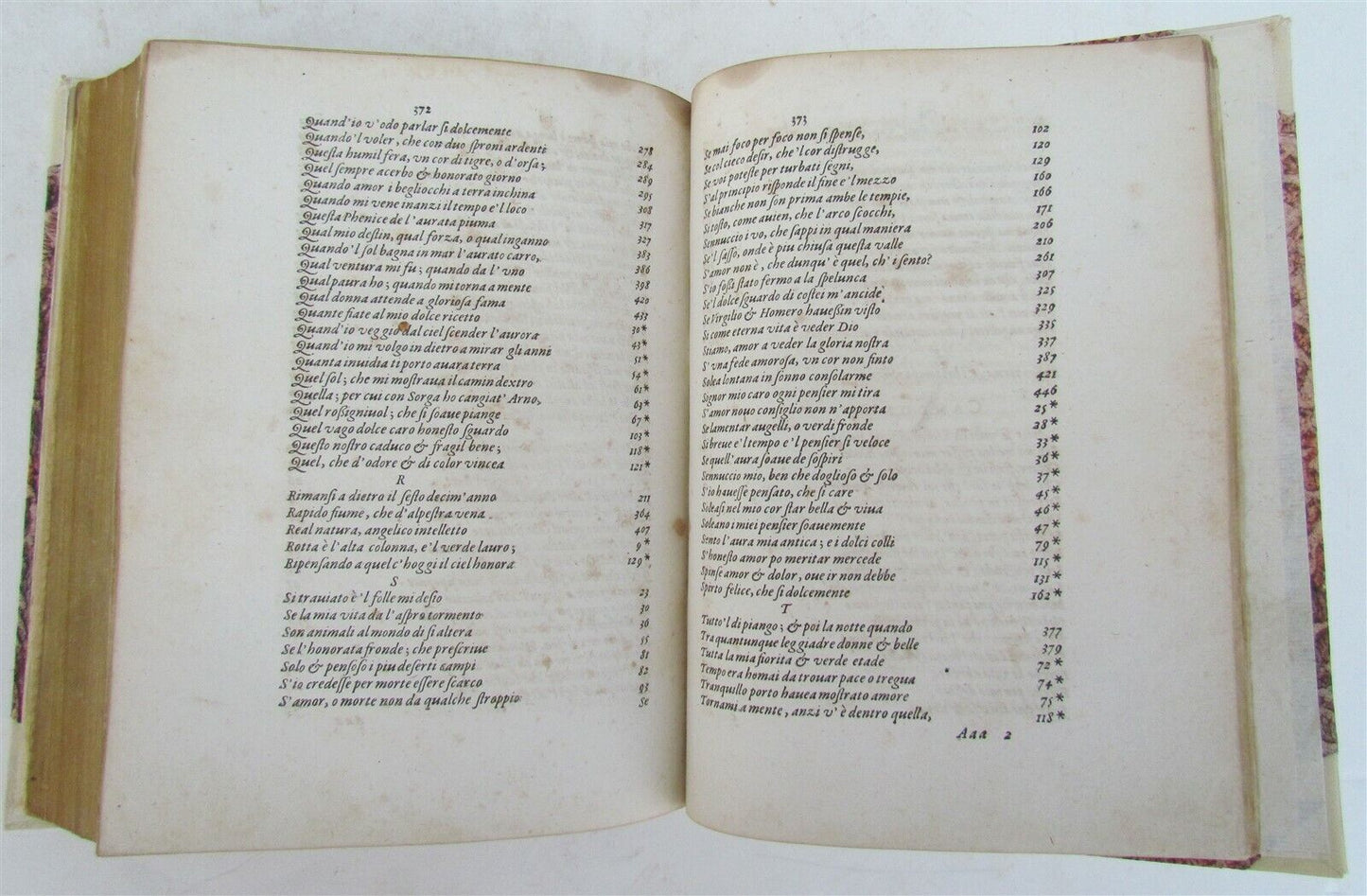 1582 POETRY by PETRARCH antique VELLUM BOUND book LE RIME DEL PETRARCA