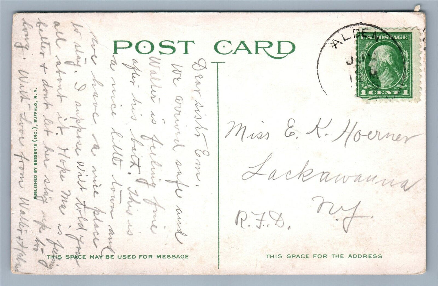 ALDEN NY MINERAL BATH & HOTEL 1915 ANTIQUE POSTCARD