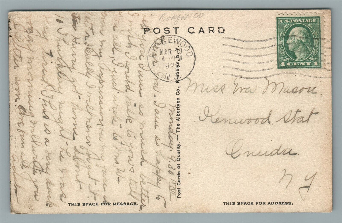 RIDGEWOOD NJ CHRISTIAN SCIENCE CHURCH VINTAGE POSTCARD