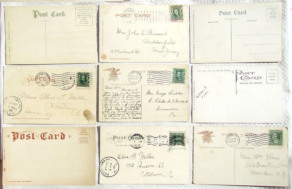 LOT OF 9 ANTIQUE POSTCARDS - VIEWS OF NEW JERSEY  N.J.