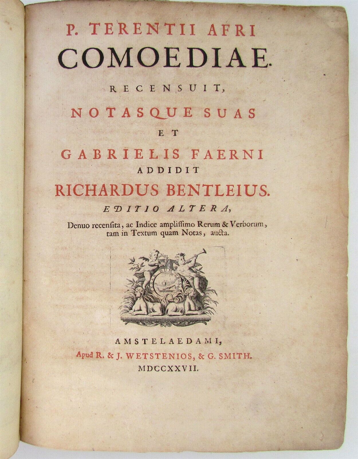 BENTLEY'S TERENCE 1727 antique TERENTIUS AFER PUBLIUS COMOEDIAE Classic Comedies