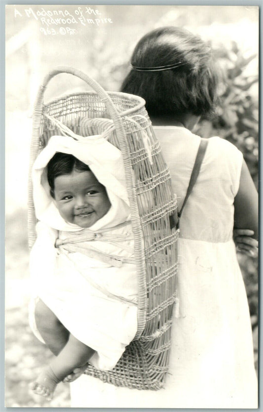 NATIVE AMERICAN MADONNA OF REDWOOD EMPIRE ANTIQUE REAL PHOTO POSTCARD RPPC