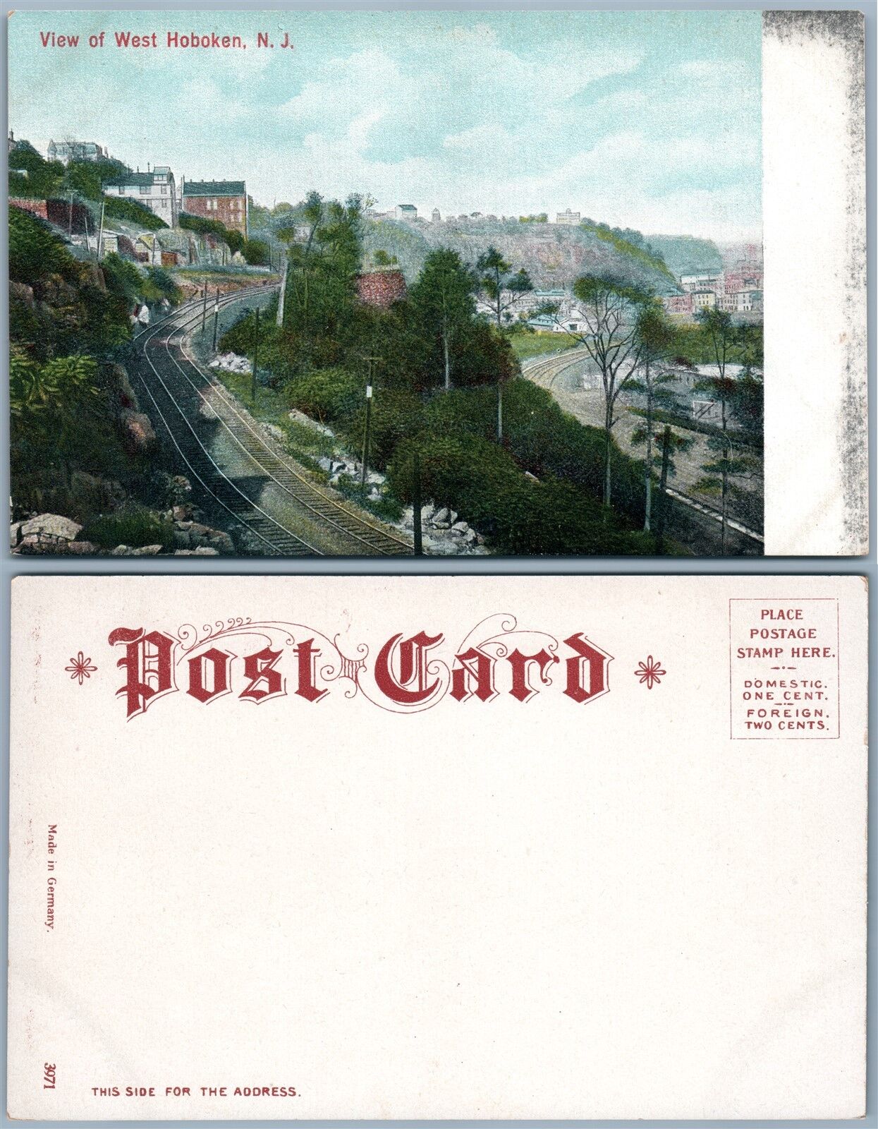 WEST HOBOKEN N.J. UNDIVIDED ANTIQUE POSTCARD