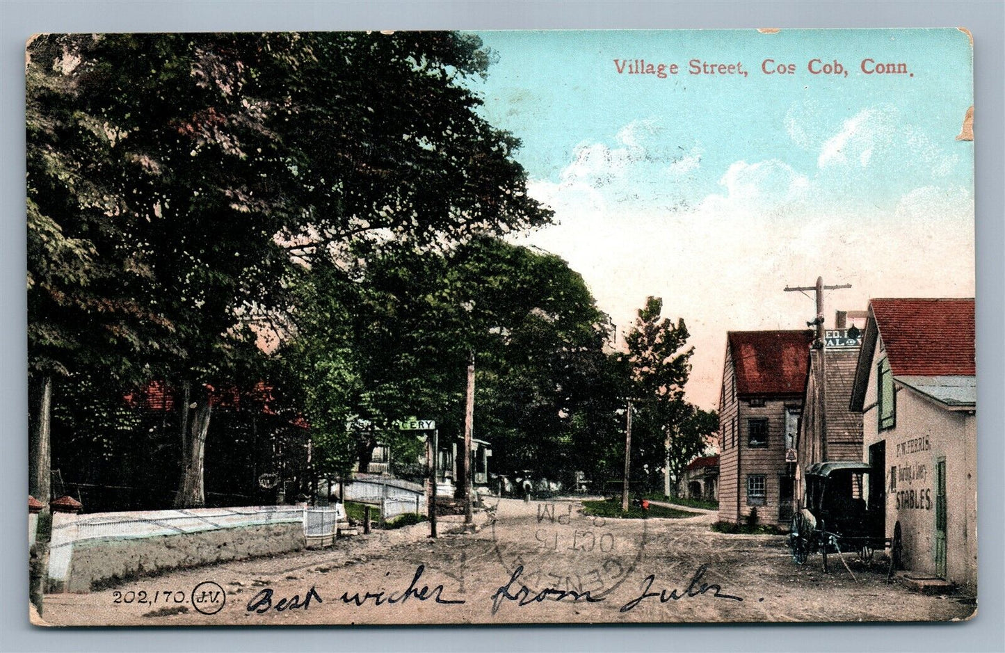 COS COB CT VILLAGE STREET ANTIQUE POSTCARD