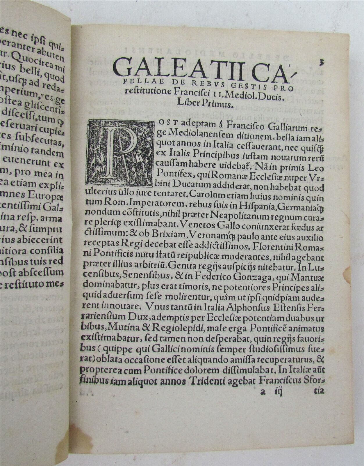 1532 HISTORY OF MILAN WAR antique book in ITALIAN by Galeazzo Capella 16th cent.