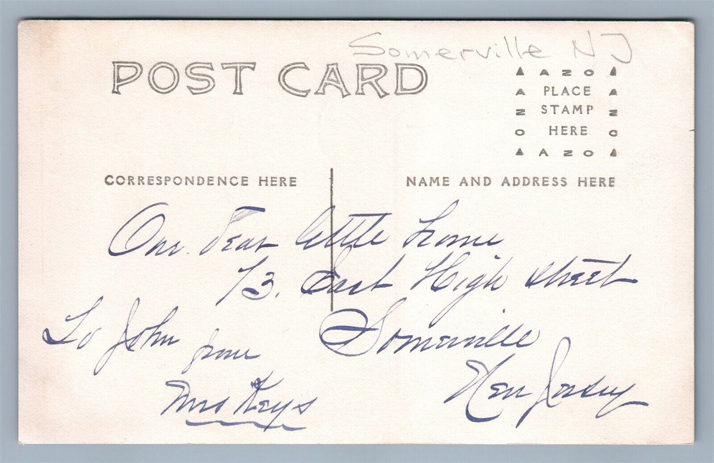 SOMERVILLE NJ ANTIQUE REAL PHOTO POSTCARD RPPC