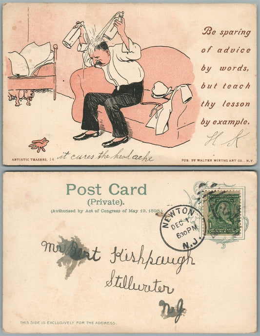 ANTIQUE COMIC POSTCARD NEWTON N.J. CANCEL