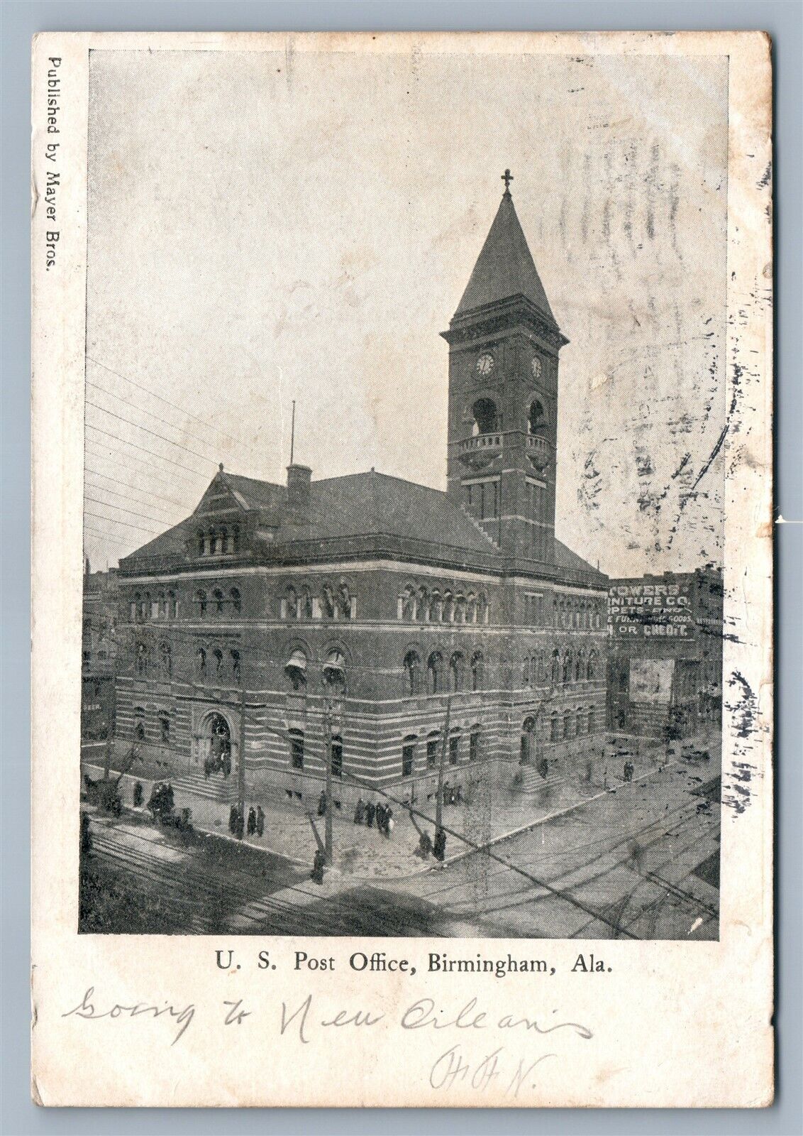 BIRMINGHAM AL US POST OFFICE 1906 UNDIVIDED ANTIQUE POSTCARD