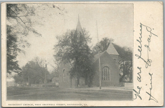 BAINBRIDGE GA WEST SHOTWELL STREET CHURCH ANTIQUE POSTCARD