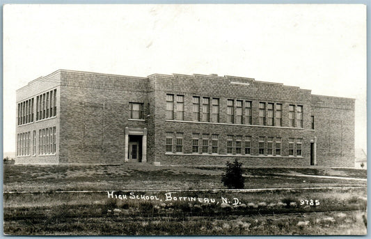 BOTTINEAU ND HIGH SCHOOL ANTIQUE REAL PHOTO POSTCARD RPPC