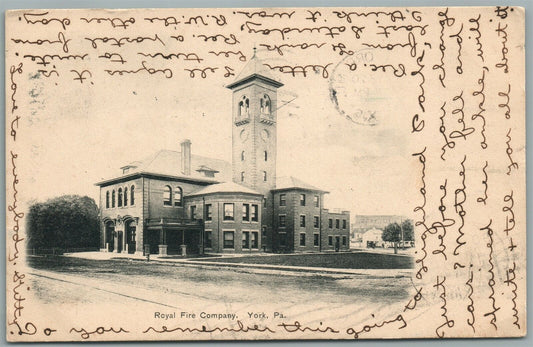 YORK PA ROYAL FIRE COMPANY ANTIQUE POSTCARD