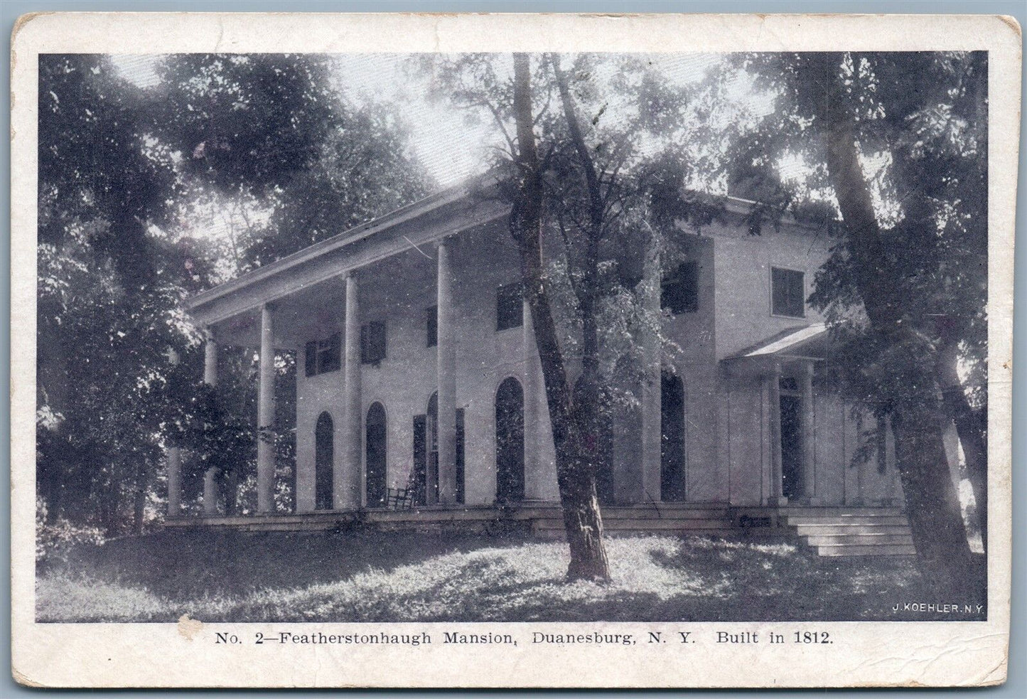 DUANESBURG NY FEATHERSTONHAUGH MANSION 1907 UNDIVIDED ANTIQUE POSTCARD