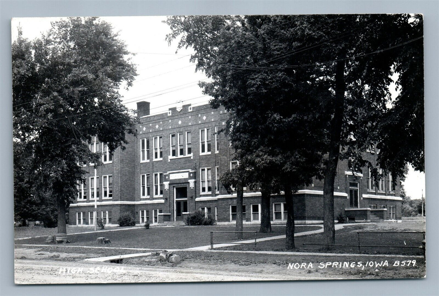 NORA SPRINGS IA HIGH SCHOOL VINTAGE REAL PHOTO POSTCARD RPPC