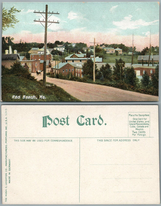 RED BEACH ME ANTIQUE POSTCARD