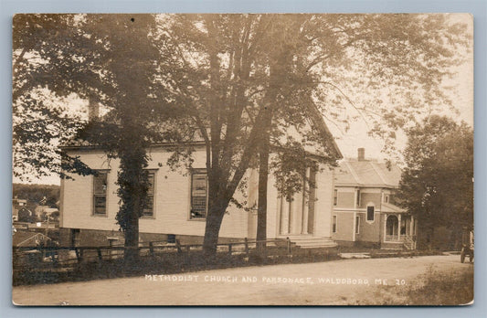 WALDOBORO ME METHODIST CHURCH ANTIQUE REAL PHOTO POSTCARD RPPC