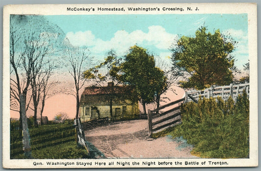 WASHINGTON'S CROSSING NJ McCONKEY'S HOMESTEAD ANTIQUE POSTCARD