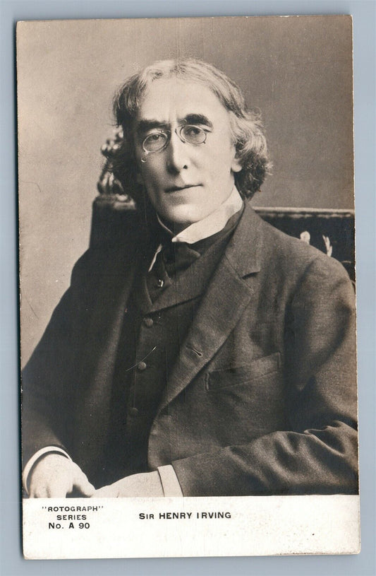 ENGLISH ACTOR SIR HENRY IRVING ANTIQUE REAL PHOTO POSTCARD RPPC