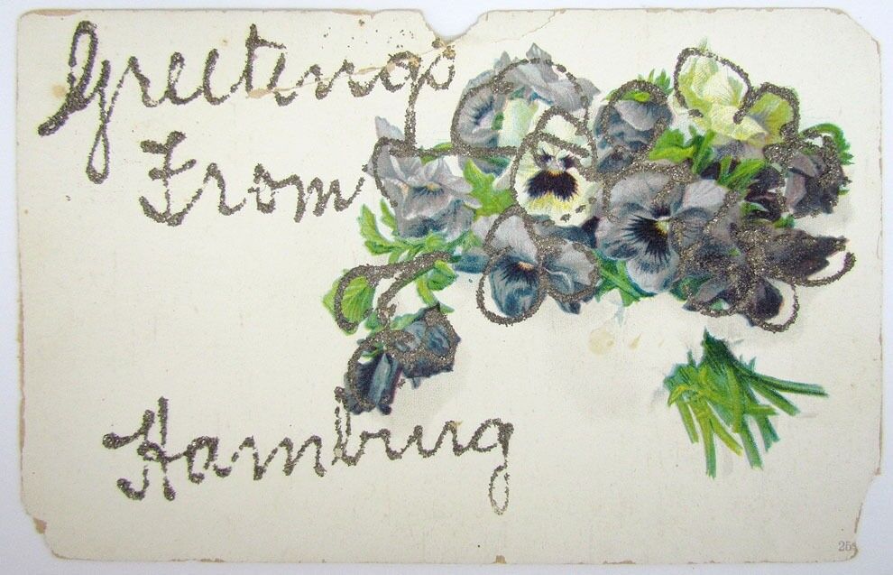ANTIQUE UNDIVIDED POSTCARD GREETINGS FROM HAMBURG PA