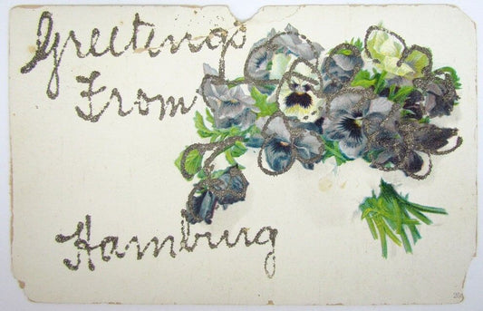 ANTIQUE UNDIVIDED POSTCARD GREETINGS FROM HAMBURG PA
