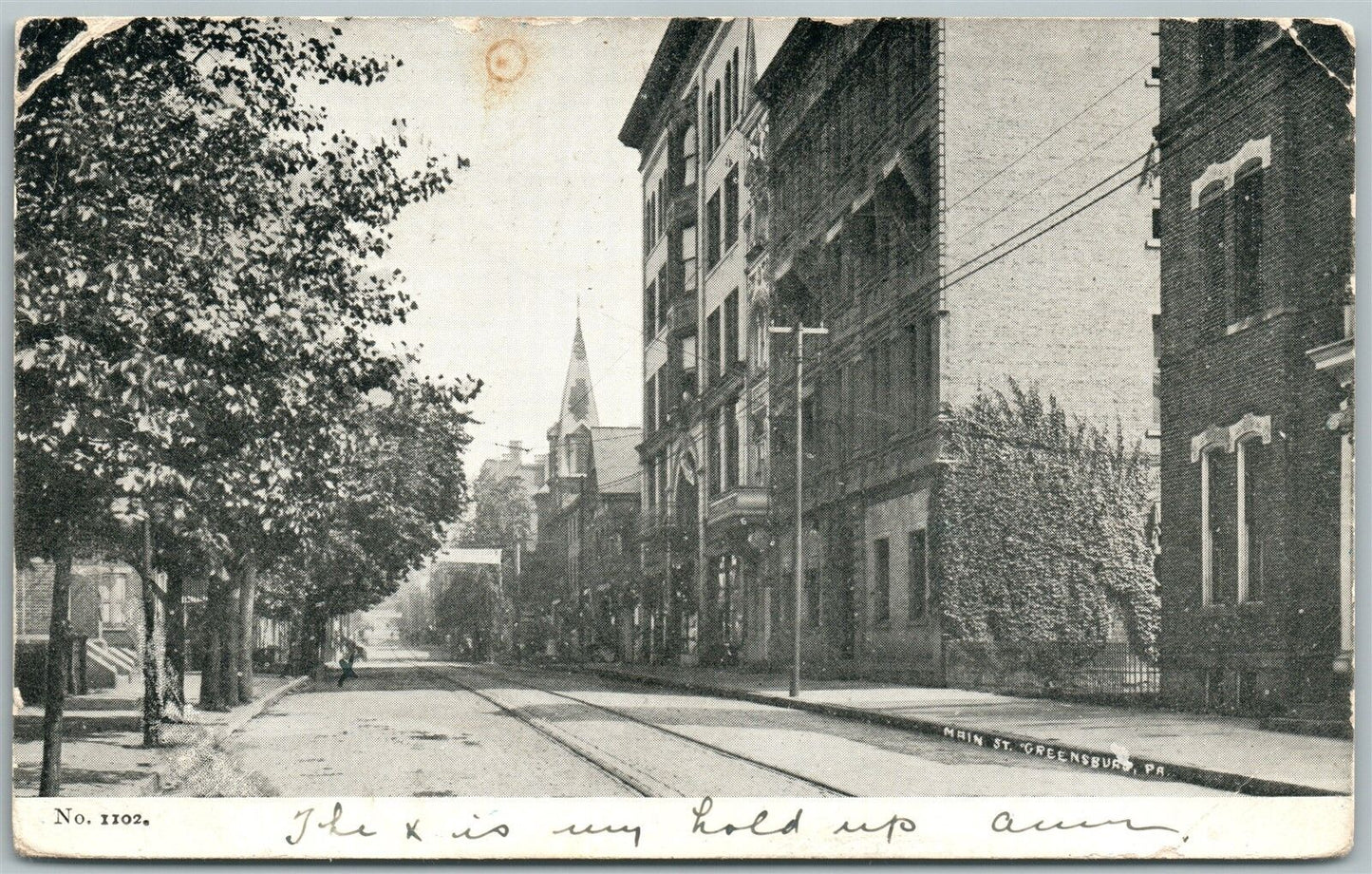 GREENSBURG PA MAIN STREET UNDIVIDED ANTIQUE POSTCARD