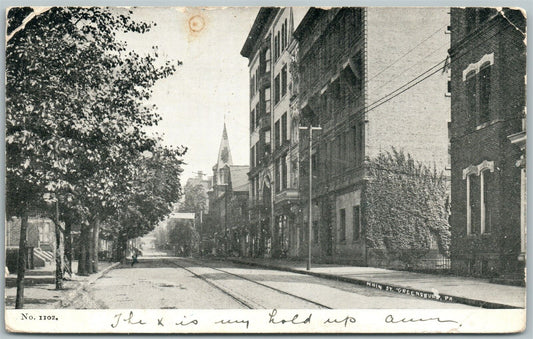 GREENSBURG PA MAIN STREET UNDIVIDED ANTIQUE POSTCARD