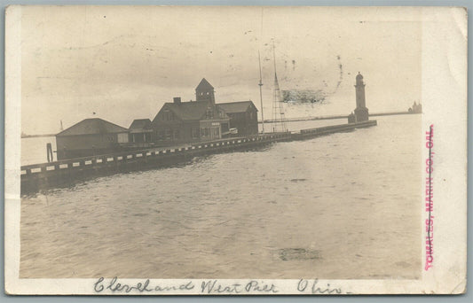 LIGHT HOUSE 1908 ANTIQUE REAL PHOTO POSTCARD RPPC