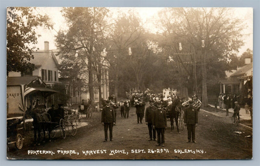SALEM NY FRATERNAL PARADE HARVEST HOME ANTIQUE REAL PHOTO POSTCARD RPPC