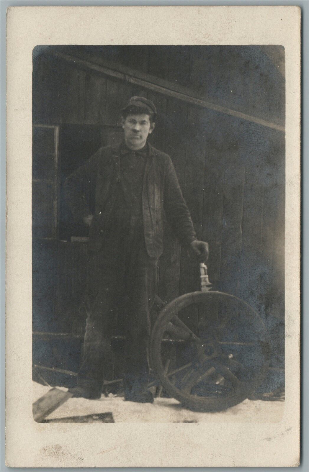 YOUNG WORKER ANTIQUE REAL PHOTO POSTCARD RPPC