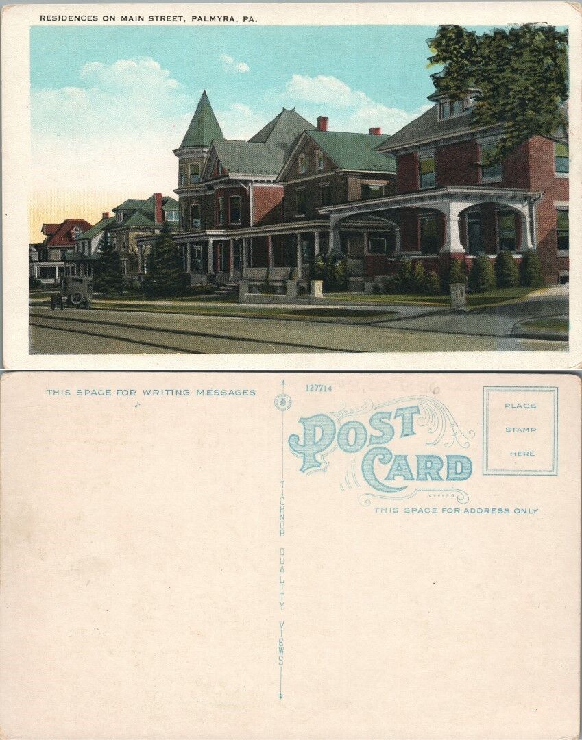 ANTIQUE POSTCARD RESIDENCES ON MAIN STREET PALMYRA PA