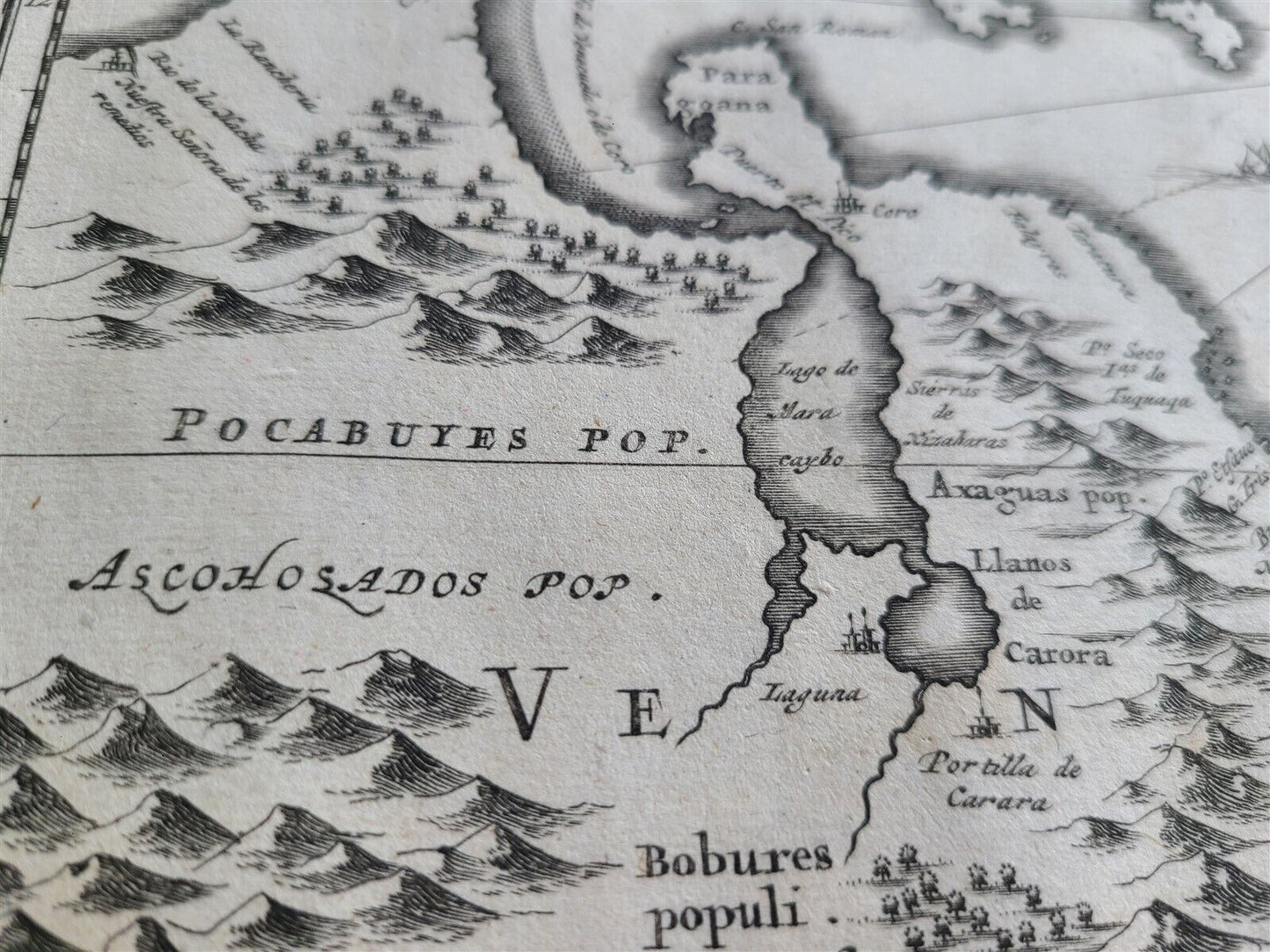 1671 MAP VENEZUELA CUM PARTE AUSTRALI NOUAE ANDALUSIAE antique 15x18" 17th CENT.