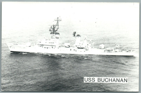 MILITARY SHIP U.S.S. BUCHANAN VINTAGE REAL PHOTO POSTCARD RPPC