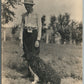 BOY w/ DOG ANTIQUE REAL PHOTO POSTCARD RPPC