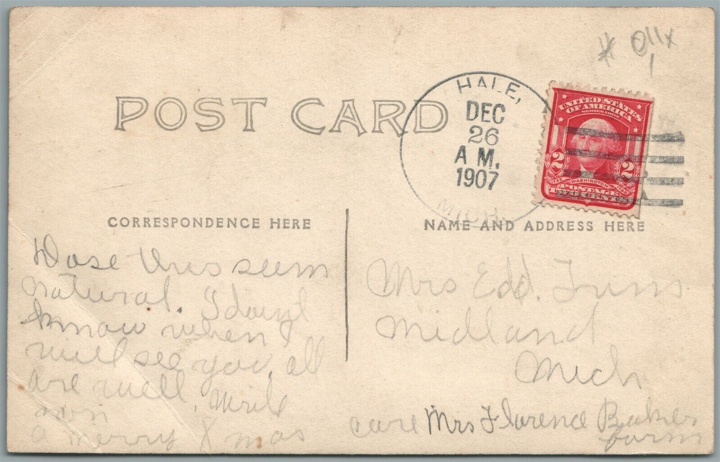 HALE MI MAIN STREET ANTIQUE REAL PHOTO POSTCARD RPPC